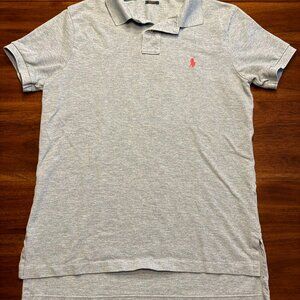 Polo Ralph Lauren Custom Fit Polo Shirt Pony Logo Gray Short Sleeve, Size Medium